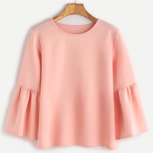 ROUND NECK BELL SLEEVE BLOUSE IN WOMEN-NEW